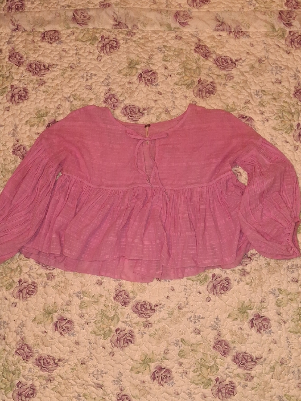 Free People Pink Peasant Pink Blouse